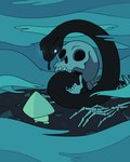 ambiguous_gender anterior_nasal_aperture bone duo feral forked_tongue glowing glowing_eyes micro skeleton skull smoke teeth tongue discount-supervillain cartoon_network steven_universe smolidot gem_(species) peridot_(gem_species) reptile scalie snake 4:5 hi_res