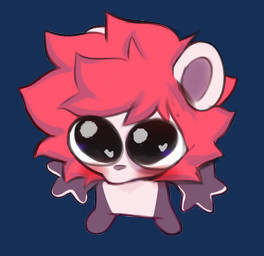 anthro big_eyes blush chibi fur hair male multicolored_body multicolored_fur purple_body purple_fur red_hair solo two_tone_body two_tone_fur white_body white_fur wide_eyed conditional_dnp punkypanda rysoka bear giant_panda mammal alpha_channel reaction_image