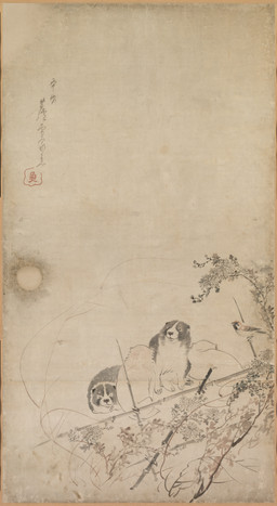 ambiguous_feral ambiguous_gender beak biped bipedal_feral branch chrysanthemum digitigrade eyes_closed feathered_wings feathers feet feral flower fur group leaf looking_aside lying on_branch on_front pawpads plant quadruped simple_background sitting sleeping smile standing tail tail_feathers talons text toes whiskers wings young young_ambiguous young_feral nagasawa_rosetsu public_domain avian bird canid canine canis domestic_dog mammal oscine passerine sparrow 18th_century absurd_res ancient_art hi_res huge_filesize japanese_text painting_(artwork) traditional_media_(artwork) traditional_painting_(artwork) translation_request