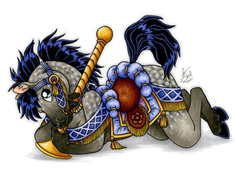 amusement_ride anthro black_hair blue_eyes breasts bridle carousel cleavage clothed clothing female fur grey_body grey_fur hair pole saddle simple_background solo tassels white_background white_body white_fur michele_light equid equine horse mammal 2018 low_res signature traditional_media_(artwork)