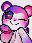 3_fingers anthro blue_body blue_fur blush clothed clothing female female_anthro fingers fur glitter heart_eyes heart_symbol long_sleeves looking_at_viewer multicolored_body multicolored_fur one_eye_closed pink_body pink_fur pupils simple_background smile solo sparkles sparkling_eyes sprinkles star_pupils starry_eyes sweater symbol-shaped_pupils topwear unusual_pupils white_background wink cubi21 animal_crossing nintendo judy_(animal_crossing) bear mammal 2020 3:4 half-length_portrait hi_res portrait unavailable_at_source