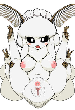 antennae_(anatomy) anthro anus arthropod_abdomen arthropod_abdomen_anus arthropod_abdomen_genitalia arthropod_abdomen_vulva bodily_fluids breasts butt female genitals humanoid_face leg_grab multi_arm multi_limb nipples non-mammal_breasts non-mammal_nipples solo spreading vulva okunin arthropod domestic_silk_moth insect lepidopteran moth censored hi_res mosaic_censorship