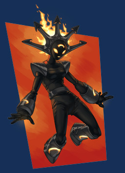 4_fingers belt black_body boots breasts clothing crown cuff_(restraint) featureless_feet feet female fingers fire flaming_hair footwear glowing glowing_eyes glowing_mouth headgear metal_boots metal_cuffs not_furry open_mouth pseudo_hair restraints shoes simple_background smile solo lumen_fox activision skylanders smolderdash elemental_creature fire_creature absurd_res hi_res