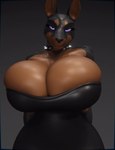 anthro big_breasts black_body black_clothing black_dress black_fur bouncing_breasts breasts brown_body cleavage clothed clothing collar dress female fur hands_behind_back huge_breasts hyper hyper_breasts looking_at_viewer overflowing_breasts purple_eyes solo spiked_collar spikes swaying teasing xlkev shia_(xlkev) canid canine canis dobermann domestic_dog mammal pinscher 3d_(artwork) 3d_animation animated blender_(artwork) digital_media_(artwork)