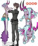 apode blue_hair carrying_another clothed clothing duo female hair horn humanoid_pointy_ears larger_male legless male monster_girl_(genre) multicolored_hair not_furry pink_hair pointy_ears purple_body purple_scales purple_skin red_eyes scales serpentine size_difference smaller_female split_form honjou_raita asian_mythology east_asian_mythology fate_(series) japanese_mythology mythology type-moon gudao_(fate) ritsuka_fujimaru saber_ibuki-douji demon draconcopode horned_humanoid human humanoid lamia mammal oni reptile scalie snake yokai digital_media_(artwork) hi_res