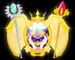 amazing_mirror boa_(clothing) crown feather_boa feathers female headgear heart_symbol mirror moon purple_eyes solo staff doodlewill kirby_(series) nintendo queen_sectonia arthropod bee hymenopteran insect alpha_channel