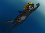 anthro female flat_chested genitals nipples nude pussy solo swimming underwater water young young_anthro danslittlefurs mammal mustelid otter 4:3