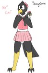 ambiguous_gender anthro bottomwear clean_diaper clothed clothing diaper diaper_under_clothing femboy happy padded padding plushie skirt solo tail tail_under_skirt text wearing_diaper sovereigncervine nephy_abdl_(peregrine) avian bird falcon falconid peregrine_falcon english_text hi_res