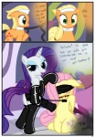 absurd_res applejack_(mlp) ball_gag bdsm blindfold blush bondage border bound comic cutie_mark dialogue digital_media_(artwork) dildo dominant dominant_female earth_pony end_page english_text equid equine feathered_wings feathers female female/female feral fluttershy_(mlp) friendship_is_magic gag gagged group hasbro hi_res horn horse latex mammal my_little_pony mythological_creature mythological_equine mythology pegasus pony pyruvate rarity_(mlp) riding_crop sex_toy spa strapon submissive submissive_female text the_end unicorn whip white_border wings yellow_body yellow_feathers