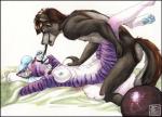 anthro ball_gag breasts collar duo female fur gag gagged hair impregnation internal male male/female nipples ovum pawpads paws sex sperm_cell stripes unusual_ovum yamidog canid canine canis domestic_cat domestic_dog felid feline felis mammal