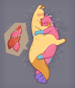 animal_genitalia blush bodily_fluids cum cum_on_penis duo entwined_penises erection feral frottage genital_fluids genital_slit genitals male male/male penile penis penises_touching pink_body pink_skin precum prehensile_penis sex simple_background tail yellow_body yellow_skin klyopa rain_world videocult amphibian slugcat absurd_res hi_res