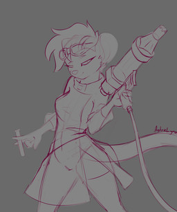 anthro clothing coat eyewear eyewear_on_head female goggles goggles_on_head half-closed_eyes holding_object holding_weapon lab_coat laboratory_equipment laboratory_glassware long_tail machine narrowed_eyes scientific_instrument scientist sidecut solo tail test_tube topwear weapon astralynx astra_(astralynx) mammal murid murine rat robot robot_anthro rodent hi_res