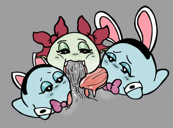 big_penis black_eyes blue_body bodily_fluids bow_tie collaborative collaborative_fellatio collaborative_oral collaborative_sex dripping erection eyelashes fake_cat_ears fake_ears fake_rabbit_ears fangs fellatio female female_focus female_penetrated first_person_view genitals ghost_tail glistening glistening_genitalia glistening_penis glistening_tongue green_body grey_background grey_penis group group_sex half-closed_eyes heart_pupils humanoid_genitalia humanoid_penis licking long_tongue male male/female male_penetrating male_penetrating_female male_pov narrowed_eyes not_furry oral penetrating_pov penetration penile penis penis_in_mouth penis_lick pupils purple_bow_tie red_tongue saliva saliva_drip sex shirt_cuffs simple_background teeth tongue tongue_out tongue_out_fellatio trio_focus vein veiny_penis white_pupils white_shirt_cuffs smogchelo mario_bros nintendo paper_mario lady_bow lahla_(mario) peeka_(mario) boo_(mario) ghost sphere_creature spirit 2024 digital_media_(artwork) hi_res