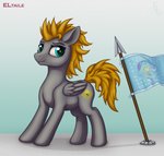 banderole equestria flag flag_(object) male melee_weapon platinumdrop polearm solo spear weapon wings elronya eltaile friendship_is_magic hasbro my_little_pony mythology fan_character equid equine mammal mythological_creature mythological_equine pegasus absurd_res hi_res