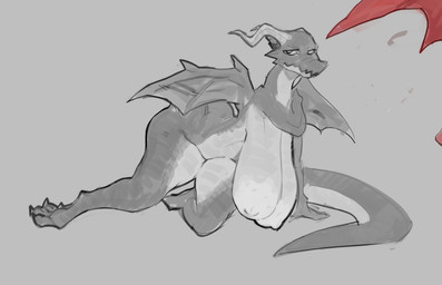 anthro big_breasts breasts dragon_tail female huge_breasts nipples nude tail thick_thighs wings cowhour mythology dragon mythological_creature mythological_scalie scalie 2024