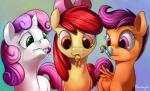 2014 apple_bloom_(mlp) applejack_(mlp) blonde_hair blue_fur bow cub equine female feral friendship_is_magic fur green_eyes group hair horn horse macro mammal micro my_little_pony orange_fur pegasus pony ponythroat purple_eyes purple_hair rainbow_dash_(mlp) rarity_(mlp) red_hair scootaloo_(mlp) sweetie_belle_(mlp) two_tone_hair unicorn vorarephilia vore white_fur wings yellow_fur young
Rating: Safe
Score: 15
User: lemongrab
Date: February 28, 2014
