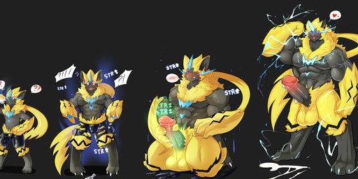 3_toes 4_fingers anthro balls biceps big_muscles biped blush bodily_fluids claws erection feet fingers genital_fluids genitals growth huge_muscles humanoid_genitalia humanoid_penis kneeling male master masturbation muscle_growth muscular muscular_anthro muscular_male nude pecs penile penile_masturbation penis solo standing toe_claws toes manyu nintendo pokemon felid feline generation_7_pokemon legendary_pokemon mammal pokemon_(species) zeraora 2020 absurd_res digital_media_(artwork) hi_res