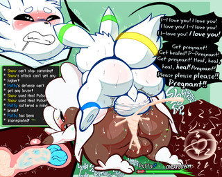 anal anal_impregnation anal_penetration anthro balls balls_deep big_butt blush bodily_fluids butt cum cum_in_ass cum_inside doggystyle feral from_behind_position gameplay_mechanics genital_fluids genitals gui healing health_bar heart_symbol impregnation internal internal_anal knot knotted_penis knotting looking_pleasured male male/male male_impregnating_male male_impregnation open_mouth orgasm ovum ovum_with_heart penetration penis perching_position precum precum_on_penis prostate prostate_orgasm prostate_stimulation prostate_with_heart sex sperm_cell sweat text throbbing throbbing_balls softestpuffss nintendo pokemon fan_character puff_(softestpuffss) eevee generation_1_pokemon generation_6_pokemon mega_audino mega_evolution pokemon_(species) 5:4 english_text hi_res