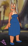 blue_clothing blue_dress clothing dreamworks_smirk dress eyebrow_piercing facial_piercing female formal jewelry necklace piercing solo standing lonnyk dreamworks the_bad_guys diane_foxington canid canine fox mammal hi_res