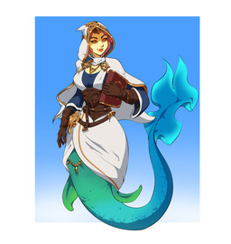 alternate_costume belt blue_clothing blue_shirt blue_topwear book cleric clothing corset female fish_tail gloves hair handwear hood jewelry lingerie magic_user necklace orange_eyes priest red_hair robe shirt solo split_form topwear white_clothing white_robe nina_kittie final_fantasy league_of_legends legends_of_runeterra riot_games square_enix tencent nami_(lol) white_mage_(final_fantasy) aquatic humanoid merfolk absurd_res hi_res