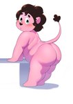 anthro anthrofied belly black_hair blush butt fur hair looking_at_viewer male nude pink_body pink_fur slightly_chubby solo young tolild cartoon_network steven_universe steven_quartz_universe felid lion mammal pantherine absurd_res hi_res