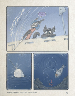 anthro clothed clothing dialogue duo female fishing_rod fur male male/female na simple_background text ratcha rick_(ratcha) rina_(ratcha) aquatic canid canine fish fox mammal comic digital_media_(artwork) english_text hi_res brother_(lore) brother_and_sister_(lore) sibling_(lore) sister_(lore)
