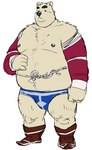 anthro belly big_belly black_nose clothing kemono male moobs nipples overweight overweight_male simple_background solo underwear white_background amamiya bear mammal polar_bear ursine 2023