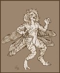 anthro border brown_border digitigrade featureless_crotch hair insect_wings male mid_transformation multi_arm multi_limb pawpads simple_background solo species_transformation standing striped_body stripes transformation wings vera_(artist) arthropod dragonfly felid insect mammal 2009