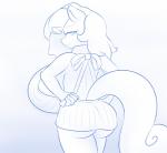 anthro bare_back big_breasts bottomless breasts butt clothed clothing female freckles hair huge_breasts looking_at_viewer looking_back rear_view simple_background solo sweater topwear virgin_killer_sweater lamiaaaa hasbro meme_clothing my_little_pony fan_character milky_way_(flash_equestria) earth_pony equid equine horse mammal pony 2017 absurd_res hi_res meme monochrome