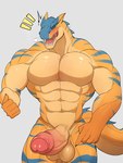 abs anthro anthrofied balls biceps big_muscles big_penis blush bodily_fluids erection foreskin genitals humanoid_genitalia humanoid_penis male muscular muscular_anthro muscular_male nude pecs penis saliva simple_background solo tail teeth zuwardo capcom monster_hunter flying_wyvern scalie tigrex 3:4 absurd_res digital_drawing_(artwork) digital_media_(artwork) hi_res