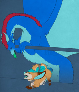 anal anal_orgasm anal_penetration blue_body blue_eyes blue_hair blue_tongue bodily_fluids breath chain cum cum_drip dominant dripping duo ejaculation erection feral feral_on_feral feral_penetrated feral_penetrating feral_penetrating_feral genital_fluids genitals hair hands-free interspecies knot knotted_penis large_penetration larger_dom lock male male/male male_penetrated male_penetrating male_penetrating_male obscured_penetration orgasm orgasm_face panting penetration penile penile_penetration penis raised_tail red_hair ribbons saliva sex size_difference smaller_penetrated smile tail tongue tongue_out wings yellow_eyes halloweve mythology toby_fennec canid canine dragon fennec_fox fox mammal mythological_creature mythological_scalie scalie true_fox hi_res