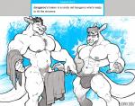 abs anthro areola balls biceps big_biceps big_muscles big_pecs biped body_hair bulge chest_hair claws clothed clothing dangaroo duo english_text erection eyewear flat_colors fur genitals glasses greyscale hair half-closed_eyes huge_muscles humanoid_genitalia humanoid_hands humanoid_penis hyper kangaroo kihu macropod male male/male mammal marsupial monochrome motion_lines muscular muscular_male narrowed_eyes navel nipples nude pawpads pecs penis pubes quads red_kangaroo serratus short_hair simple_background smile smirk smug spot_color standing surprise tail teasing text text_box thick_tail topless towel towel_only triceps