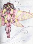 abstract_background antennae_(anatomy) anthro big_breasts big_eyes blush breasts featureless_breasts female fuzzy insect_wings looking_at_viewer multi_arm multi_limb naturally_censored non-mammal_breasts nude smile solo sparkles star text wind wings pixel_flare arthropod insect lepidopteran moth rosy_maple_moth absurd_res english_text hi_res huge_filesize sketch traditional_media_(artwork)