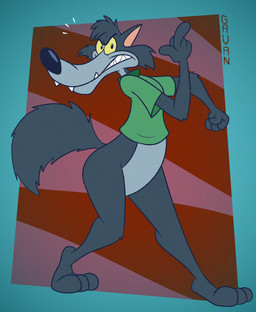 3_toes 4_fingers abstract_background angry annoyed anthro arm_tuft bared_teeth barefoot belly big_butt big_tail biped black_eyes black_nose bottom_heavy bottomless bottomless_anthro bottomless_male butt cheek_tuft clenched_teeth clothed clothing curvy_figure elbow_tuft facial_tuft fangs feet fingers fluffy fluffy_tail frown frowning_at_viewer fur furrowed_eyebrows gesture glance glare glaring glaring_at_viewer green_clothing green_shirt green_t-shirt green_topwear grey_belly grey_body grey_fur hand_gesture head_tuft humanoid_feet humanoid_hands humanoid_heel knee_tuft leg_tuft lines_drawn looking_aside looking_aside_at_viewer looking_at_viewer male mascot multicolored_body multicolored_fur pattern_background paws pear-shaped_figure pink_inner_ear plantigrade pointing pointing_up pointy_ears pose raised_finger raised_heel raised_index_finger sharp_teeth shirt shirt_only simple_background snaggle_tooth solo striped_background t-shirt t-shirt_only tail teeth thick_calves tiptoes toes toony topwear topwear_only tuft two_tone_body two_tone_fur wide_hips yellow_sclera gavanzude teletoon wolf_and_gopher wolf_(wolf_and_gopher) canid canine canis mammal wolf 2024 alternate_version_at_paywall colored digital_drawing_(artwork) digital_media_(artwork) flat_colors hi_res pinup signature