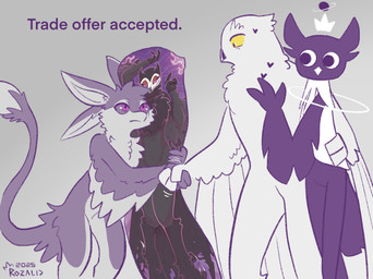 3_fingers 4_ears ambiguous_gender anthro beak big_tail biped black_body black_feathers black_fur black_sclera body_pillow bottomless chest_tuft claws clothed clothing countershade_face countershade_torso countershading crown dakimakura dakimakura_pillow dialogue digitigrade duo eye_contact feathered_wings feathers featureless_crotch feet female fingers fur gesture grey_background grey_body group hair handshake headgear heart_(marking) hug long_tail looking_at_another male markings multi_ear nude pillow planet purple_body purple_eyes purple_feathers simple_background size_difference tail tail_tuft talons text toes topwear topwear_only trio tuft tufted_fur white_beak white_body white_feathers white_fur white_sclera winged_arms wings yellow_sclera rozalid trade_offer voices_of_the_void fyr_(fenrir784) lilith_(rozalid) scandiowlcus stolas_(voices_of_the_void) avali avian bird mammal owl true_owl 2025 colored colored_sketch dated digital_drawing_(artwork) digital_media_(artwork) english_text hi_res meme monochrome signature sketch spot_color