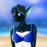 anthro beach bikini bikini_top breasts clothing female gills jewelry medium_breasts non-mammal_breasts smile solo sunny swimwear two-piece_swimsuit lapiz_34 fish marine shark 1:1 absurd_res hi_res huge_filesize