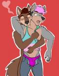 anthro anthro_on_anthro bulge clothed clothing duo grope kissing male male/male nipple_piercing nipples piercing shirt tank_top topwear underwear mapdark chris_(mapdark) ted_(mapdark) canid canine canis mammal wolf