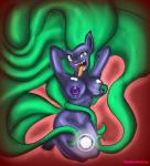 anthro anthrofied biped breasts electricity fangs female green_eyes green_hair hair kneeling long_hair looking_at_viewer multicolored_eyes navel nipples nude orb red_eyes solo teeth tentacles tongue tongue_out sixpathoffriendship friendship_is_magic hasbro my_little_pony mane-iac_(mlp) power_ponies_(mlp) earth_pony equid equine horse mammal pony 2014 absurd_res digital_media_(artwork) hi_res