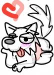 bedroom_eyes blush clothing half-closed_eyes hand_on_face happy heart_symbol looking_at_viewer lying male narrowed_eyes on_front seductive solo tongue tongue_out underwear <vampirefuuucker> whitewolf canid canine canis mammal wolf