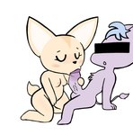 anthro breasts censored_face duo erection eyes_closed fellatio female fur genitals gesture humanoid_genitalia humanoid_penis male male/female nipples nude oral penile penis sex simple_background white_background darkpatito aggretsuko sanrio fenneko tadano_(aggretsuko) canid canine fennec_fox fox mammal true_fox digital_media_(artwork)