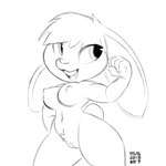 anthro biped breasts female genitals hair nipples nude pussy simple_background solo white_background xylas lagomorph leporid mammal rabbit 1:1 archived_source monochrome