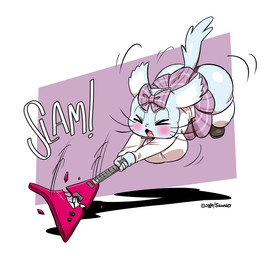 accessory alternative_fashion anthro big_breasts blush bow_(feature) bow_accessory bow_ribbon breasts centered_hair_bow clothing curvy_figure electric_guitar eyes_closed female guitar hair_accessory hair_bow hair_ribbon j-fashion jirai_kei motion_lines musical_instrument open_mouth panties plucked_string_instrument ribbons shortstack solo sound_effects string_instrument thick_thighs underwear voluptuous voluptuous_anthro voluptuous_female wide_hips joaoppereiraus aggretsuko sanrio manaka_(aggretsuko) canid canine chinchilla chinchillid fox mammal rodent hi_res