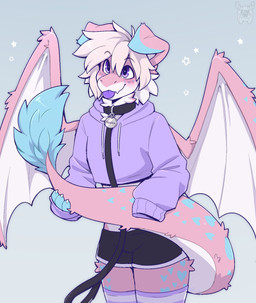 anthro black_bottomwear black_clothing black_collar black_leash black_shorts blep blonde_hair blue_eyes blue_markings blush bottomwear cheek_tuft claws clothing collar cropped_hoodie facial_tuft floppy_ears fur hair heart_(marking) holding_tail hoodie leash leashed_collar legwear looking_up male markings medium_hair orange_body orange_fur purple_clothing purple_hoodie purple_topwear shorts simple_background solo stockings tail tail_tuft tongue tongue_out topwear tuft white_claws fleurfurr mythology dragon furred_dragon furred_scalie mythological_creature mythological_scalie scalie cel_shading colored digital_drawing_(artwork) digital_media_(artwork) hi_res shaded
