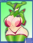 anthro areola areola_slip bedroom_eyes big_breasts biped border breasts camel_toe clothing female female_anthro green_background hand_on_breast hand_on_hip huge_breasts legwear looking_at_viewer narrowed_eyes nipple_outline outline pink_areola seductive simple_background solo text thick_thighs thigh_highs wide_hips punch_pubby nintendo pokemon equid equine generation_5_pokemon horse legendary_pokemon mammal pokemon_(species) virizion 3:4 absurd_res artist_name digital_drawing_(artwork) digital_media_(artwork) handwritten_text hi_res portrait shaded soft_shading three-quarter_portrait url