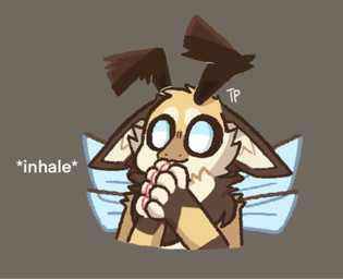 4_fingers antennae_(anatomy) anthro ears_down fingers initials insect_wings multicolored_body onomatopoeia pawpads paws pivoted_ears solo sound_effects text white_text wings disturbed-mind toiletpaperhgha cookie_(ivycomb) arthropod insect lepidopteran moth 2022 english_text signature