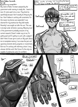5_fingers anthro dialogue duo eyewear fingers glasses hair human_on_anthro interspecies male male/male muscular muscular_anthro muscular_male nipples sharp_teeth teeth text vein veiny_muscles tush_(artist) my_hero_academia human mammal nomu absurd_res comic english_text hi_res monochrome