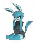 anthro anthrofied black_clothing black_nose blue_body blue_fur blue_hair blue_sclera canid canine clothed clothing eeveelution egnahcio eyewear female front_view frown fur generation_4_pokemon glaceon glasses hair hi_res leg_markings light_body light_fur long_ears long_hair long_tail looking_at_viewer mammal markings multicolored_body multicolored_fur nintendo pokemon pokemon_(species) pokemorph simple_background sitting socks_(marking) solo sweater tail topwear two_tone_body two_tone_fur white_background white_eyes