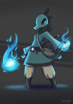 3_fingers anthro bag belt blue_fire blue_flames boots bottomwear breasts buckle claws clothed clothing colored_fire fantasy female fingers fire fireball footwear magic magic_user non-mammal_breasts pants robe shoes solo spell staff lasingro night_in_the_woods bea_santello alligator alligatorid crocodile crocodilian reptile scalie 2017 absurd_res digital_media_(artwork) hi_res