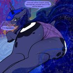 big_butt butt clothing dialogue english_text equid equine female feral friendship_is_magic hasbro hi_res horn kaboozey looking_back mammal my_little_pony mythological_creature mythological_equine mythology panties princess_luna_(mlp) rear_view solo text translated underwear unicorn