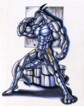 2010 abs anthro athletic biceps big_muscles biped blue_body blue_eyes blue_skin boxer_briefs bulge claws clothed clothing dragon elemental_creature flexing grey_body grey_skin horn male metal_creature metallic_body mineral_fauna muscular muscular_anthro muscular_male mythological_creature mythological_scalie mythology nipples pecs pinup pose reptile scales scalie signature simple_background solo standing steel tail toe_claws topless underwear white_background wolfgangcake